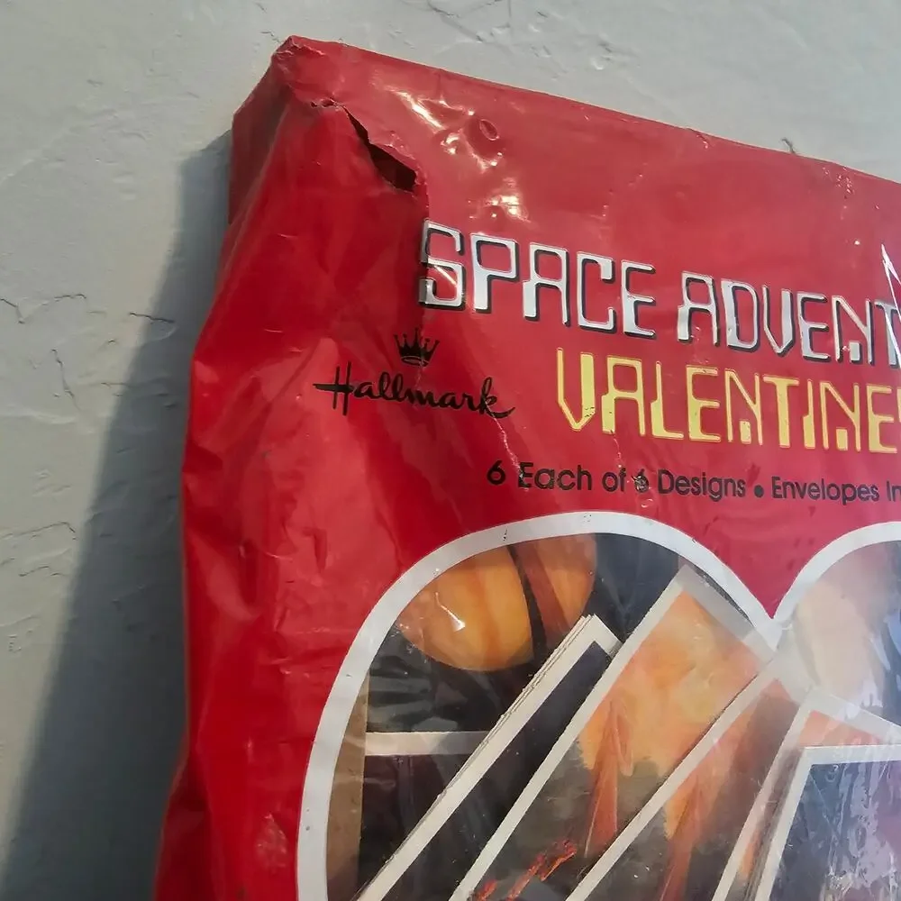 Vintage Hallmark Space Adventure Valentines Astronaut Rocket Ship Space Ephemera